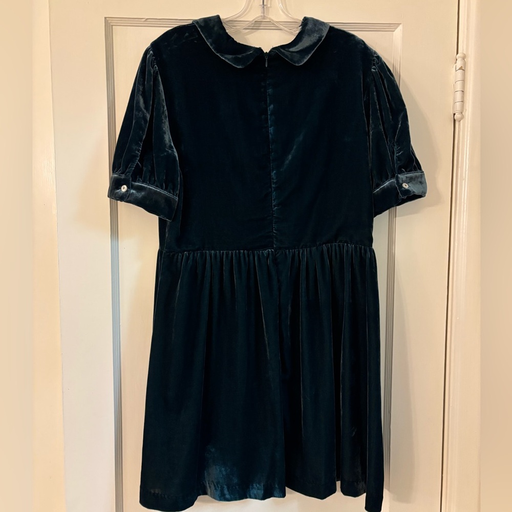 ModCloth Velvet Peter Pan Collar Mini Dress Teal Size 14 - Picture 2 of 9
